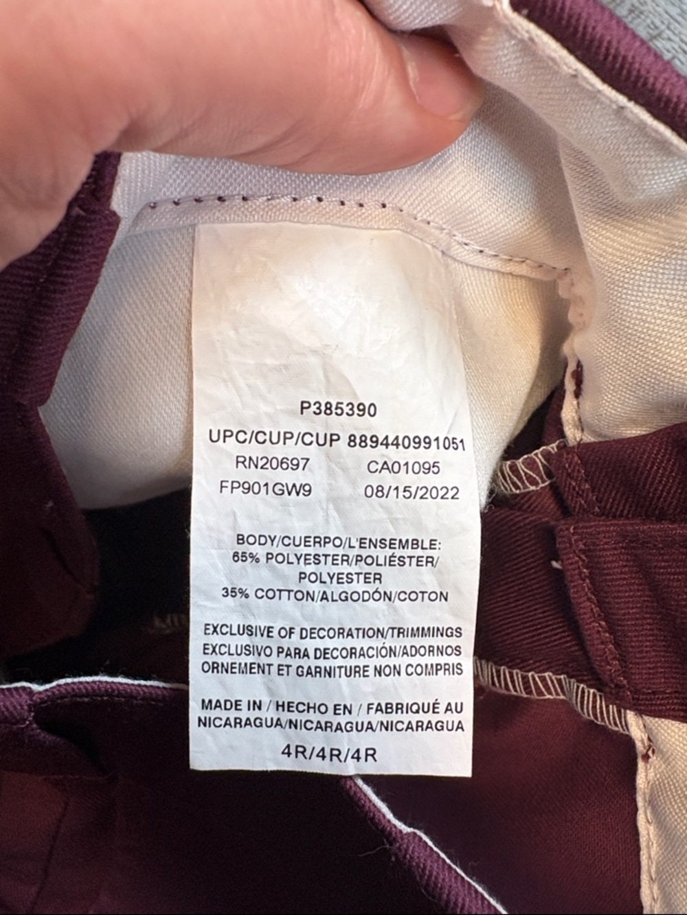 DICKIES NWT Wide Leg Burgundy Pants SIZE women’s 4 - Picture 5 of 6